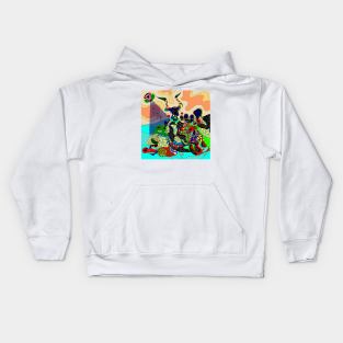the goat monster with witches magical painting ecopop art Kids Hoodie